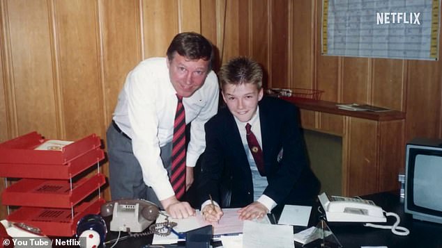 Ferguson and Beckham pictured as the former England star signed for Manchester United