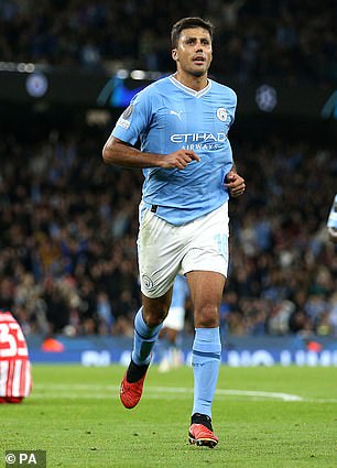 Man City's Rodri played 5,304 minutes last season, 66 matches