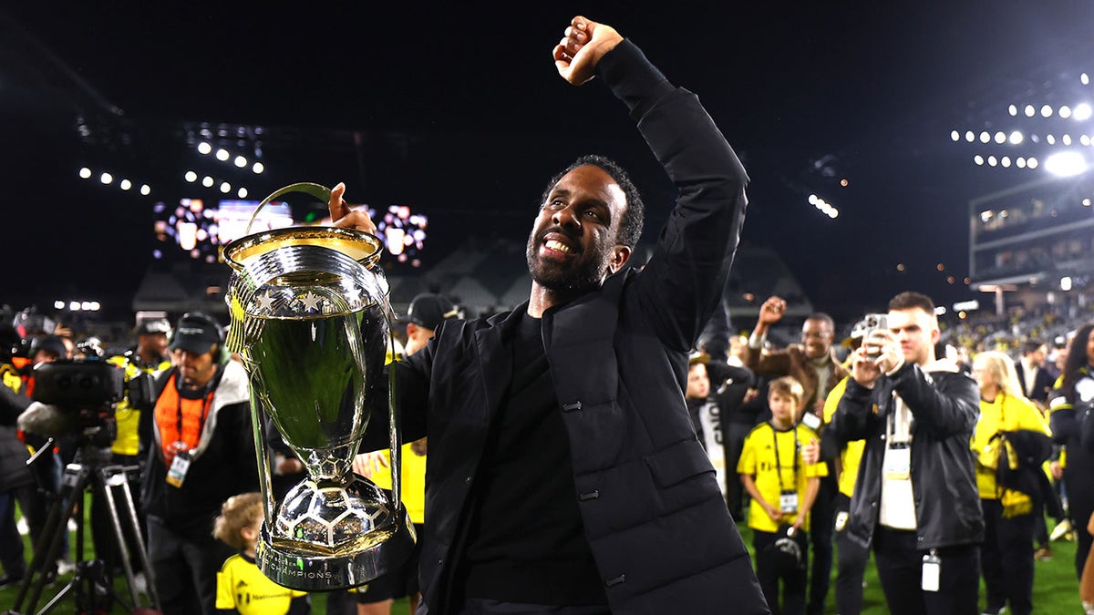 Coach Wilfried Nancy holds MLS Cup