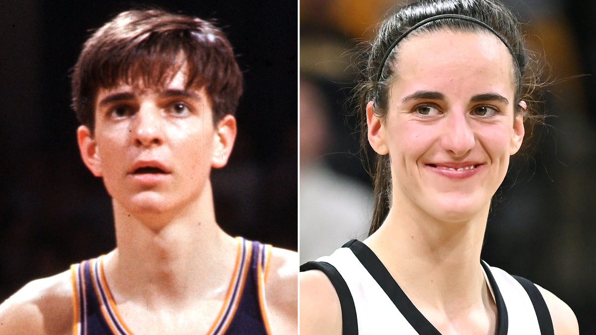 Pete Maravich and Caitlin Clark split